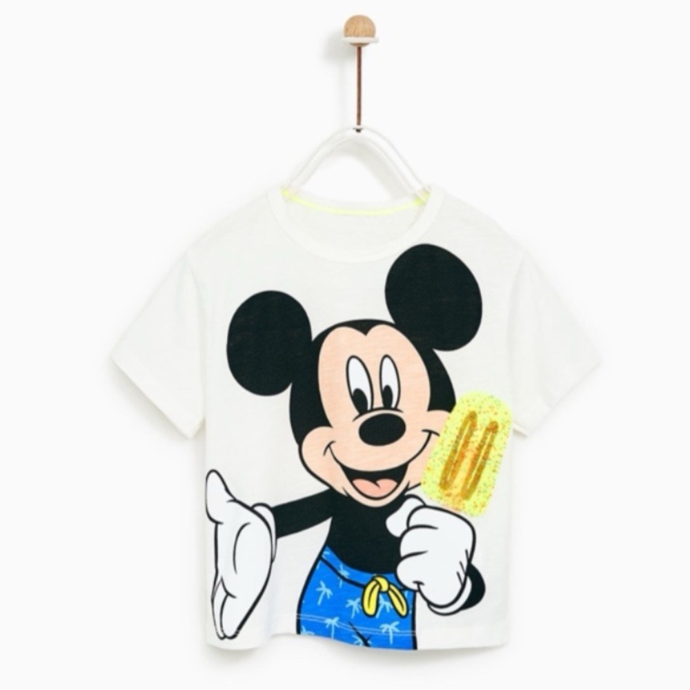 Zara x Disney Baby Mickey Mouse Summer Popsicle Short Sleeve Graphic Tee 18-24M